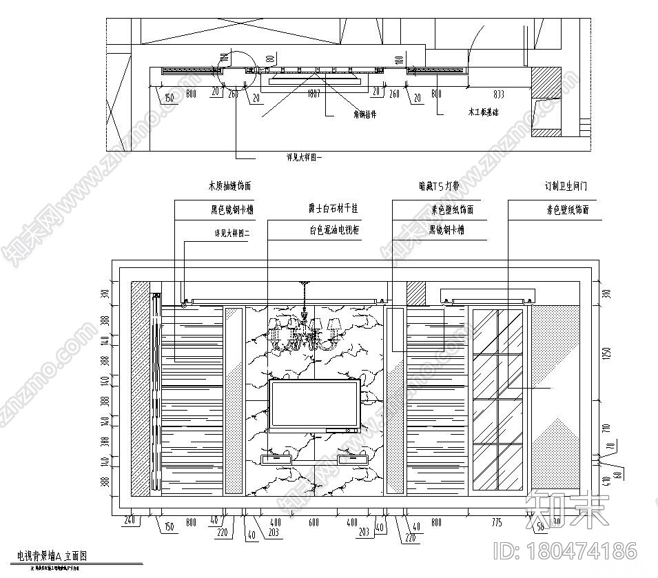 现代简约149㎡3室2厅2卫住宅装修施工图设计cad施工图下载【ID:180474186】