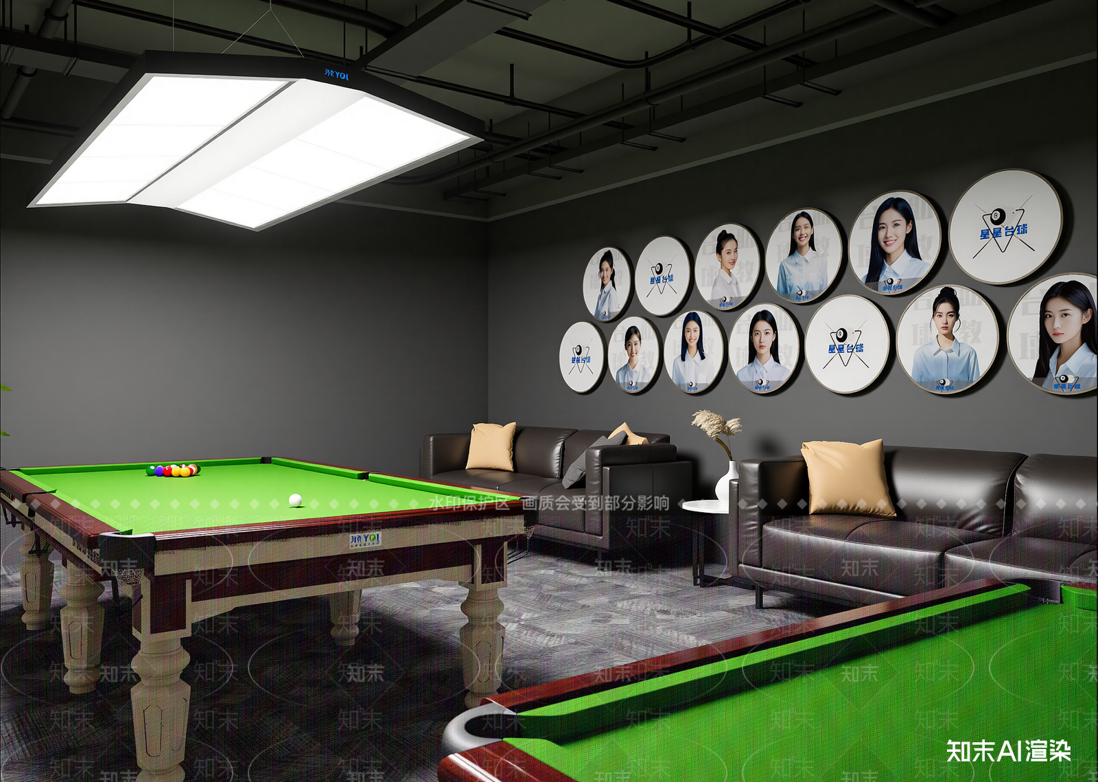 现代台球室3D模型下载【ID:1214936637】
