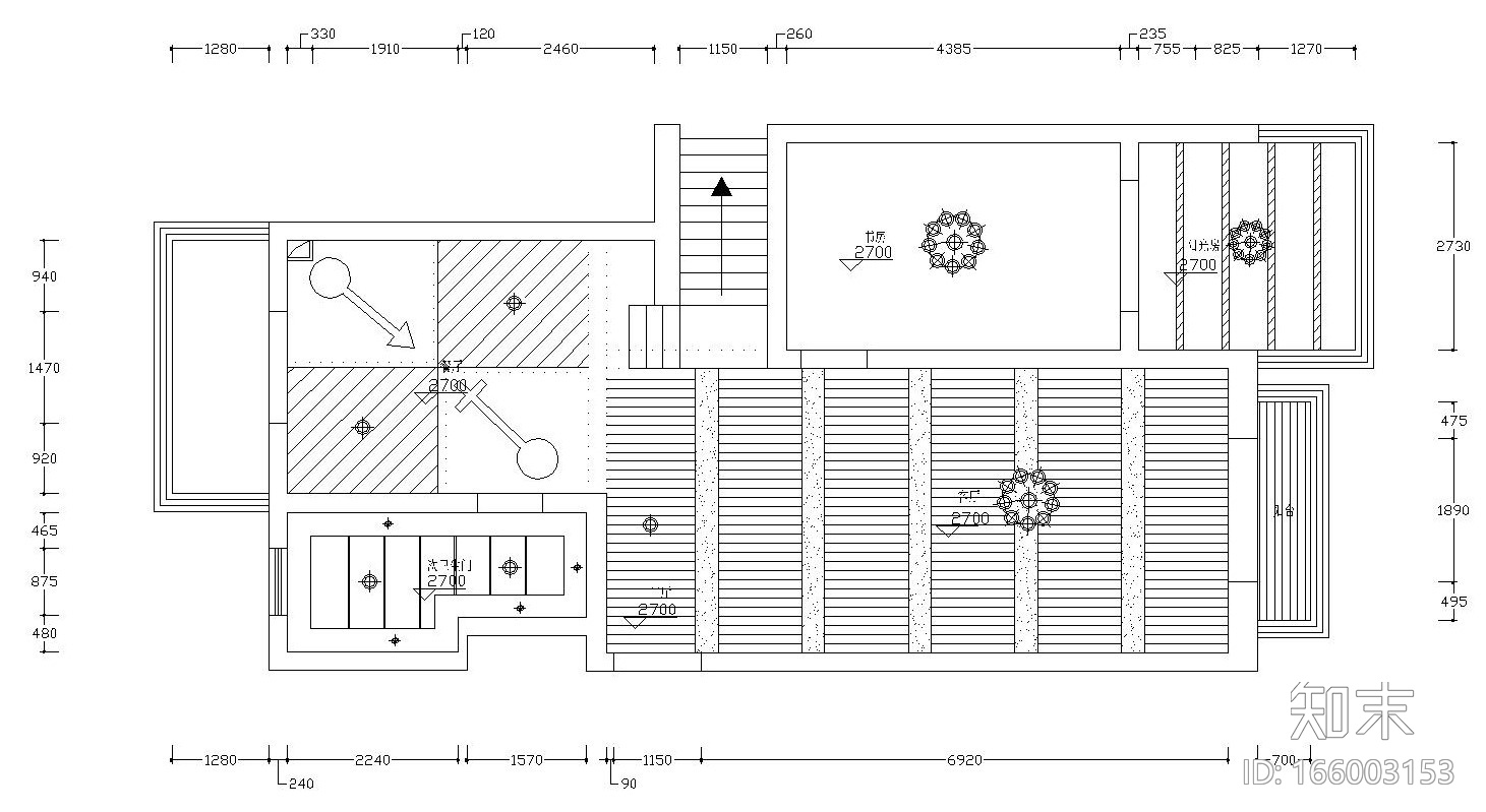 地中海复式楼层装修施工图设计（附效果图）cad施工图下载【ID:166003153】