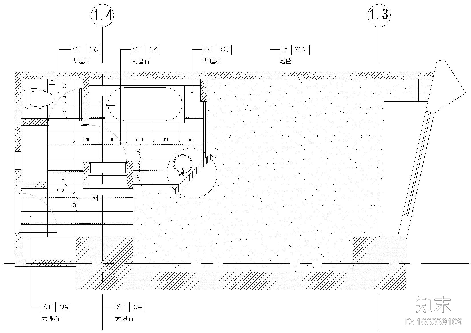 [上海]环球东亚大酒店L4样板房装饰施工图cad施工图下载【ID:166039109】