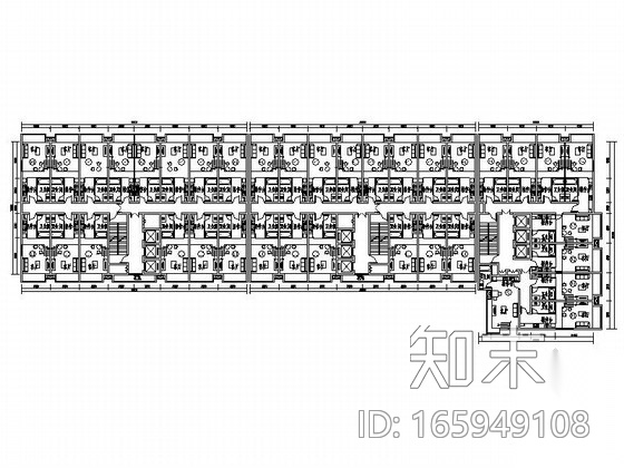 某一梯十四户LOFT酒店式公寓户型平面图（70、67平方米）施工图下载【ID:165949108】