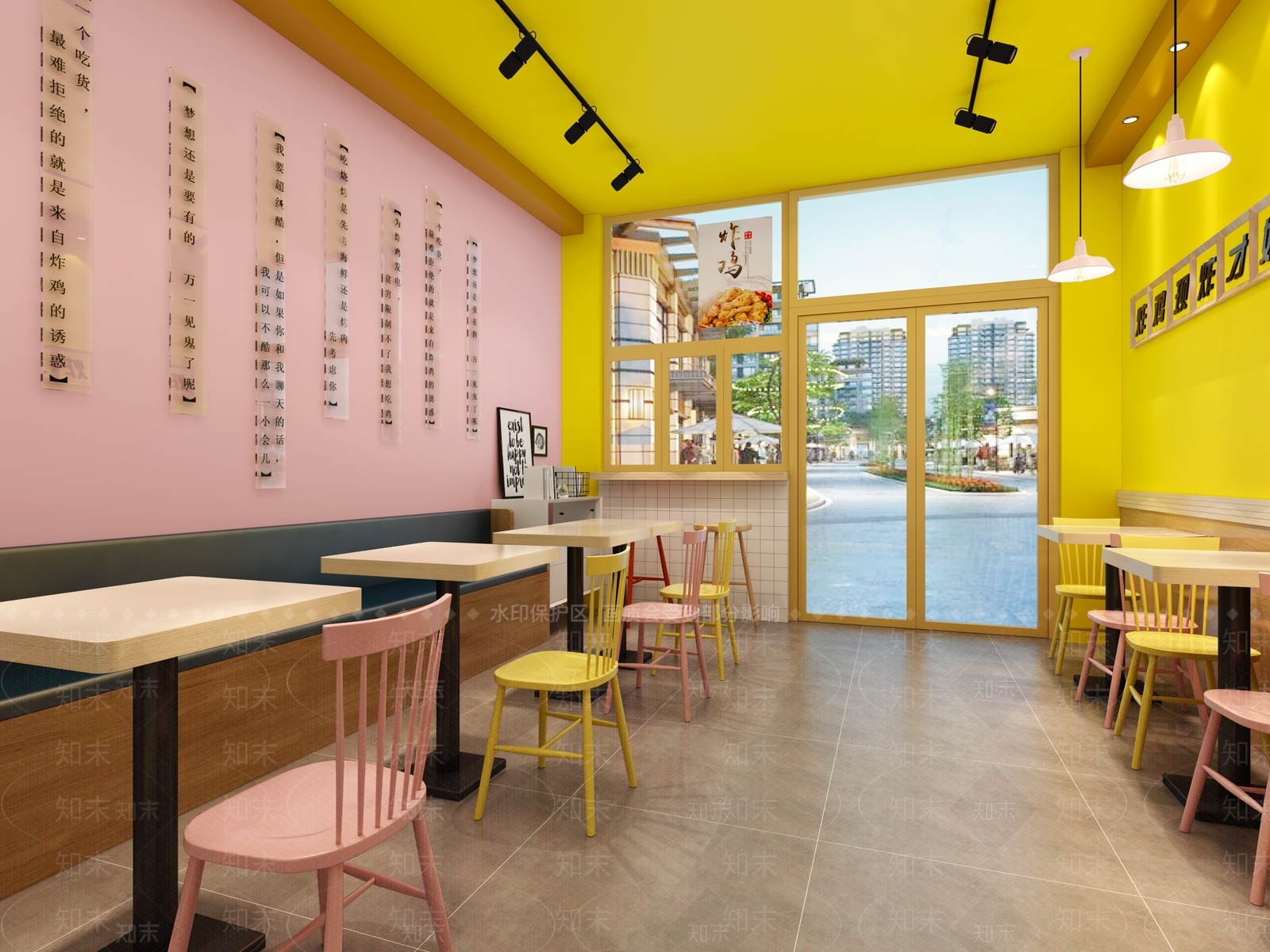 北欧亮色特色炸鸡奶茶店3d模型下载【id:332672818】