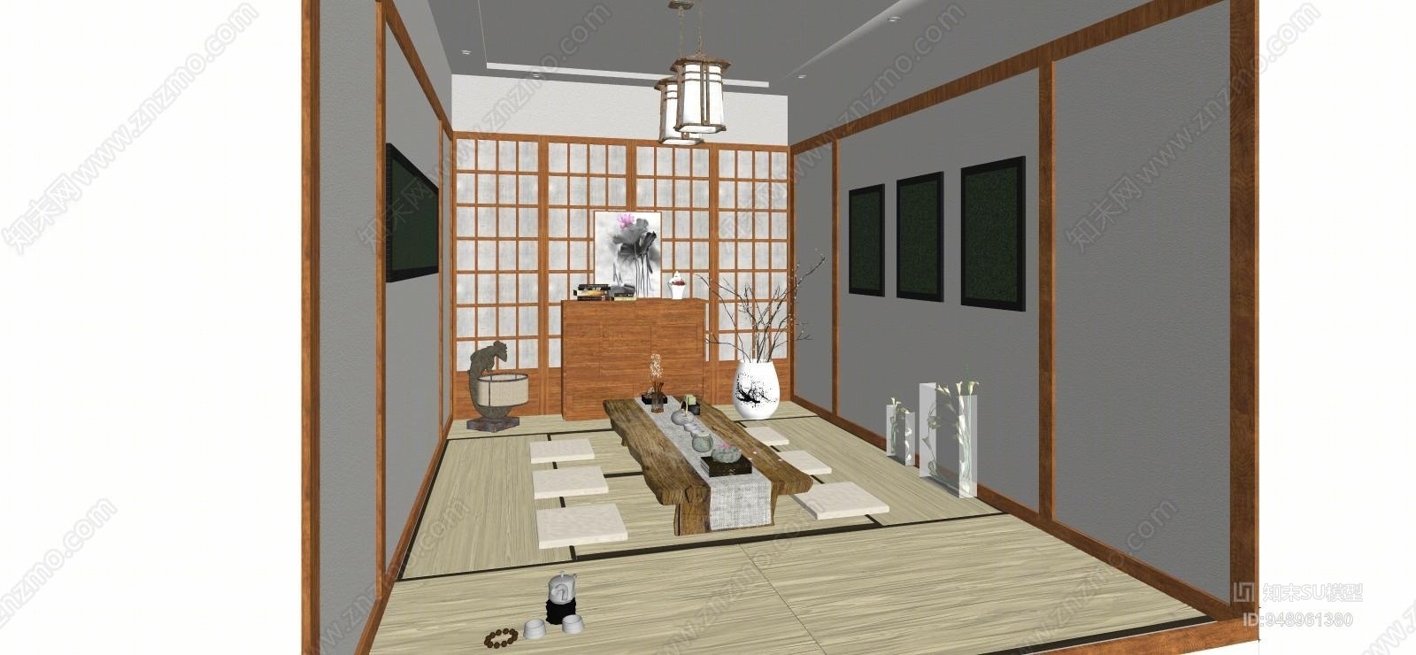 新中式风格茶室SU模型下载【ID:948961380】
