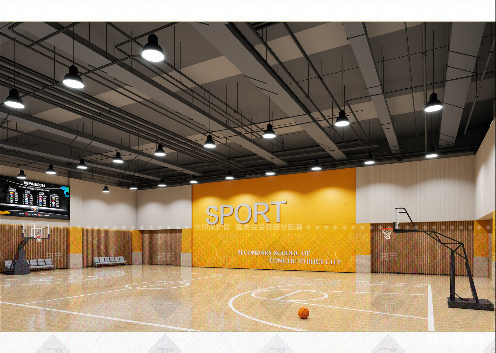 现代篮球场3D模型下载【ID:1215042148】