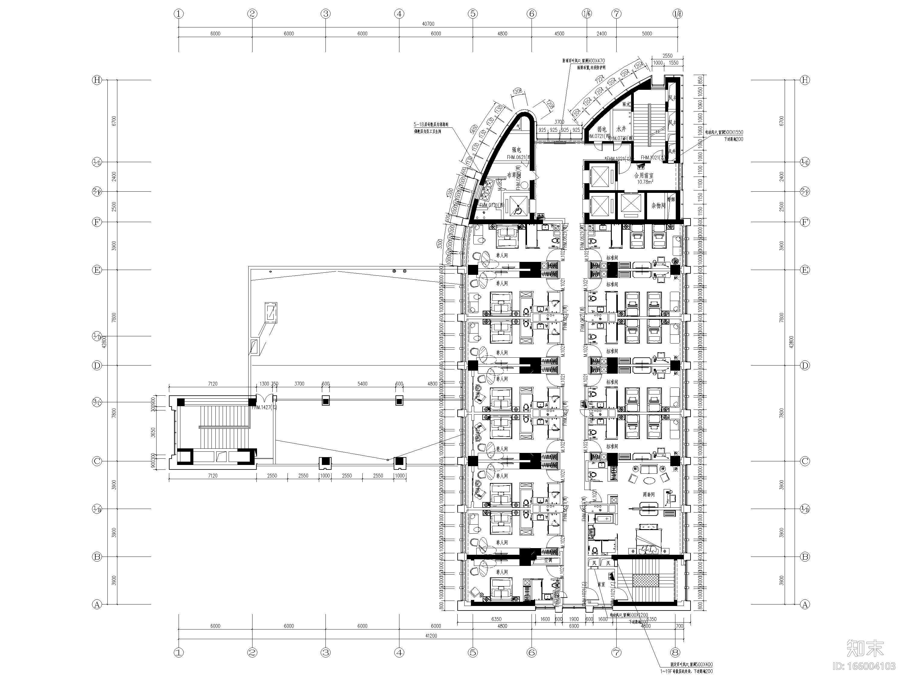 [重庆]重庆大学十九层大楼改扩建工程施工图cad施工图下载【ID:166004103】