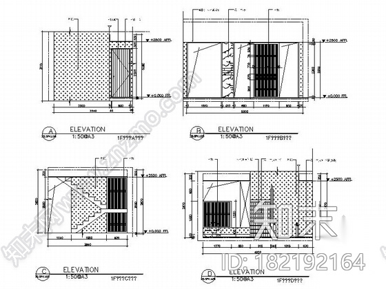 [江苏]260㎡新中式风格三层别墅室内装修施工图（含高清...cad施工图下载【ID:182192164】