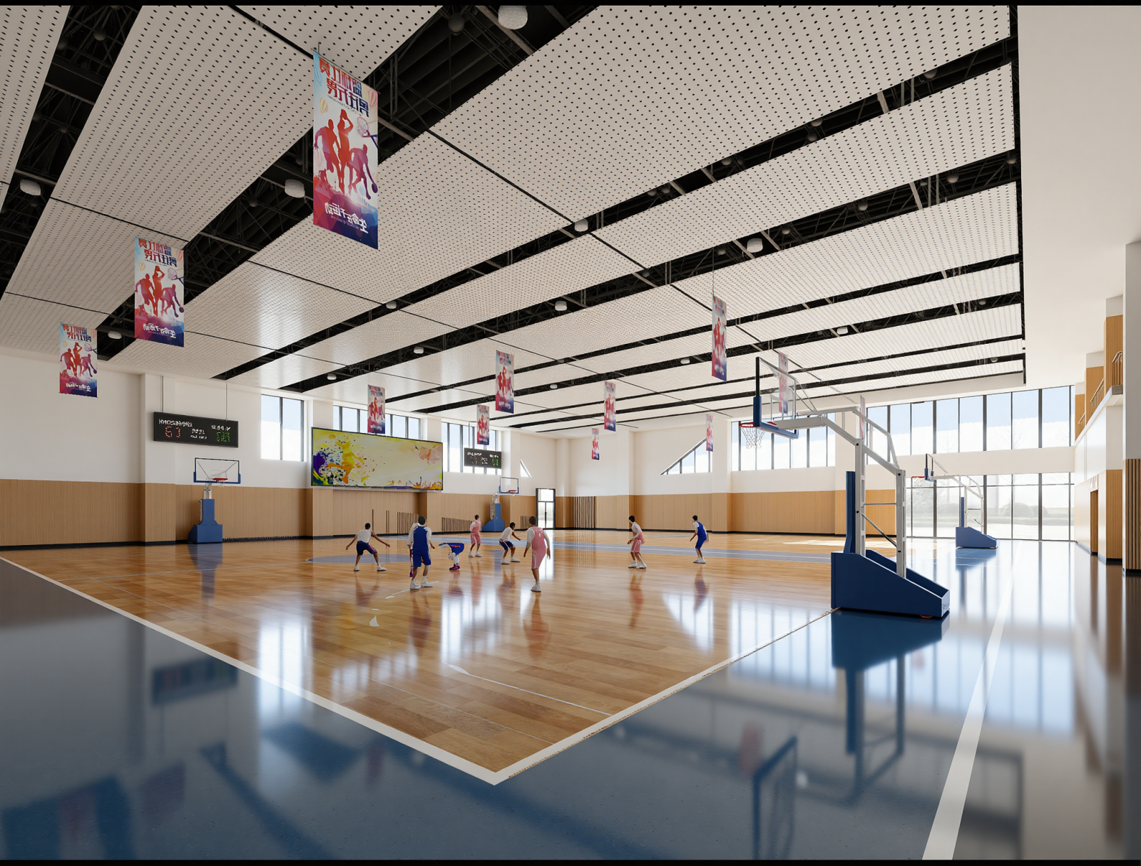 现代篮球场3D模型下载【ID:1215037056】