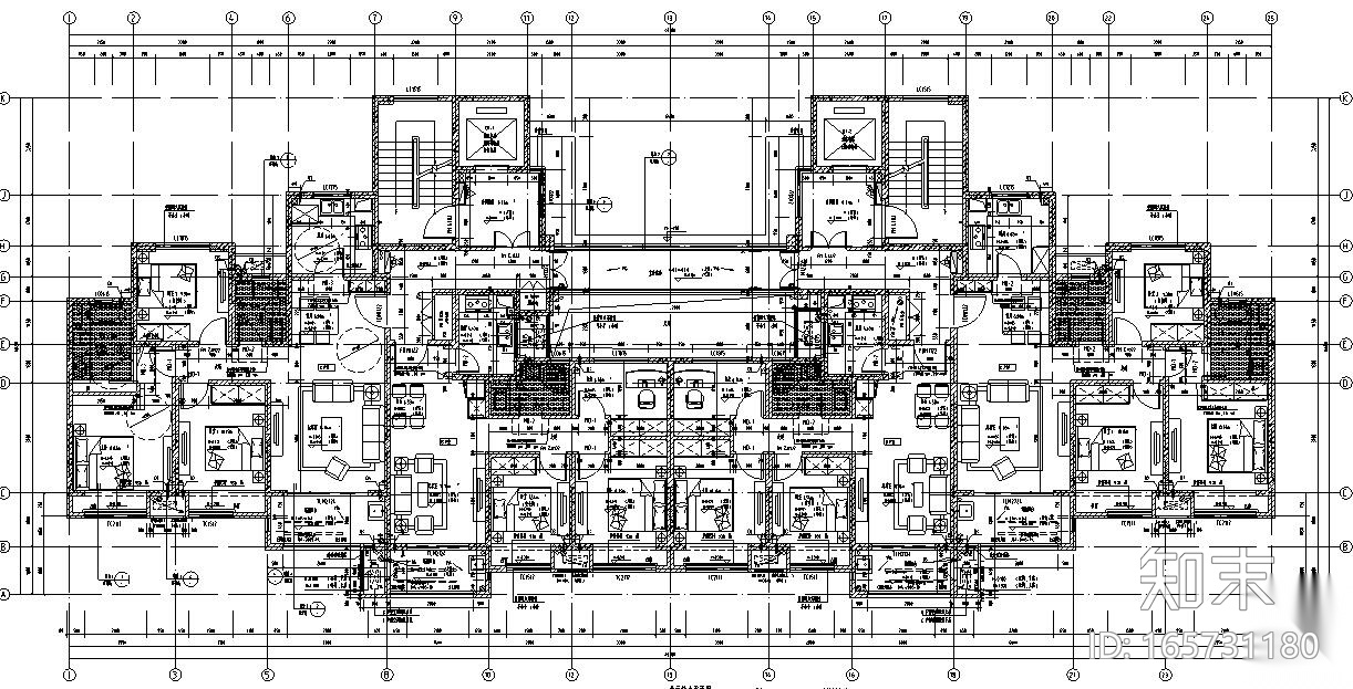 现代风格安置房住宅建筑施工图（7.8.12栋）cad施工图下载【ID:165731180】