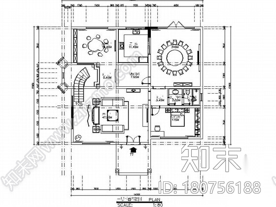 [深圳]中式风格三层别墅样板间室内装修施工图（含效果）cad施工图下载【ID:180756188】