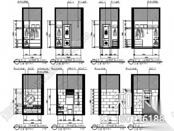 [深圳]中式风格三层别墅样板间室内装修施工图（含效果）cad施工图下载【ID:180756188】