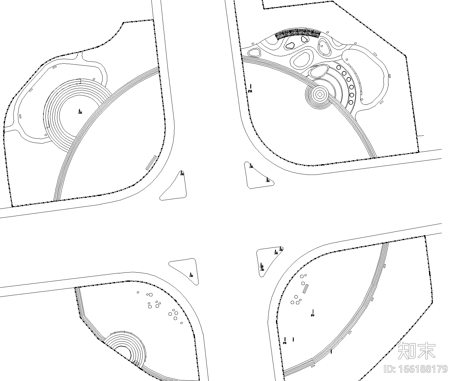 [山东]青岛街头绿地城市公园口袋公园施工图cad施工图下载【ID:166188179】