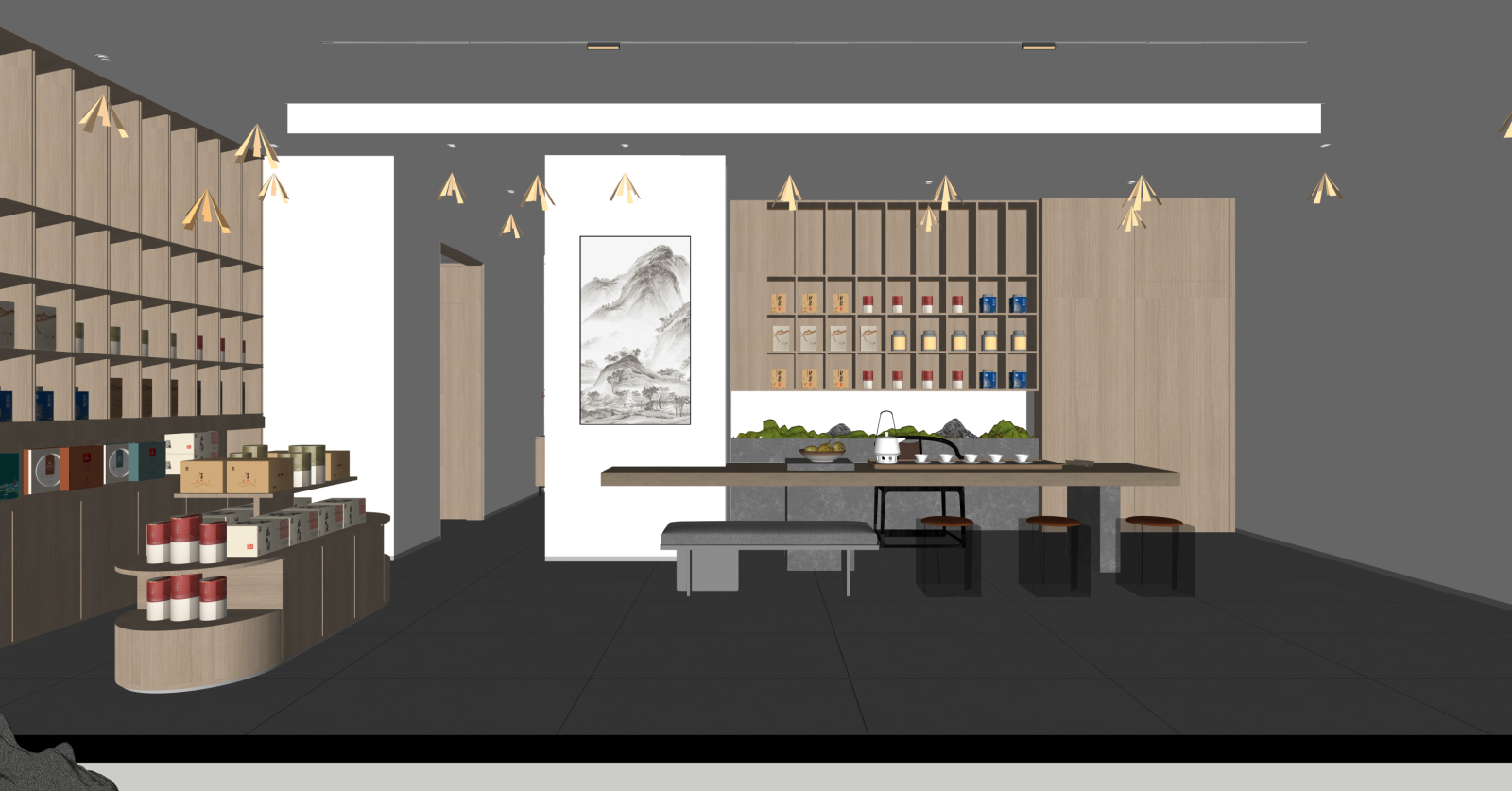 新中式茶馆SU模型下载【ID:1215940107】