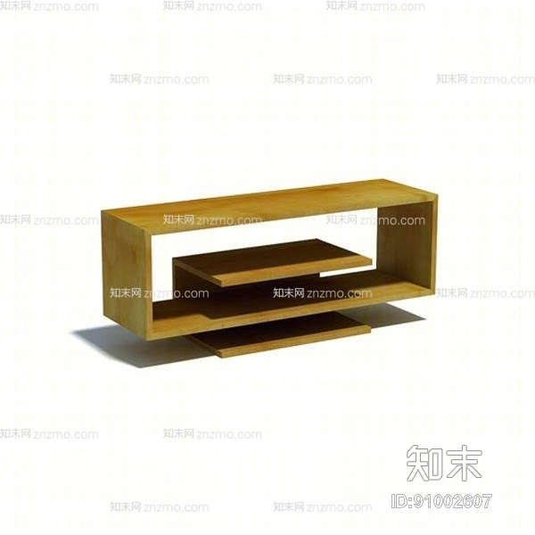 现代黄色长方形木艺电视柜3D模型下载【ID:91002607】