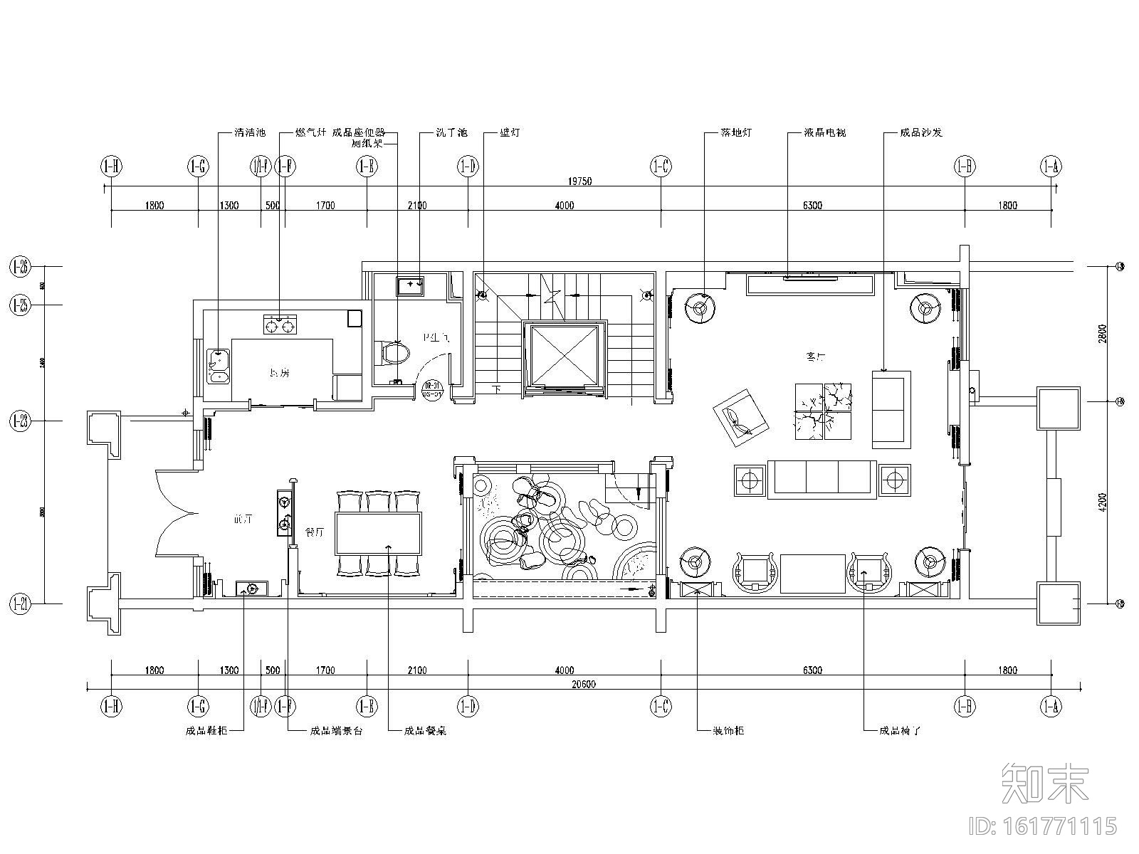 新中式风格别墅样板房装修施工图（附效果图）cad施工图下载【ID:161771115】