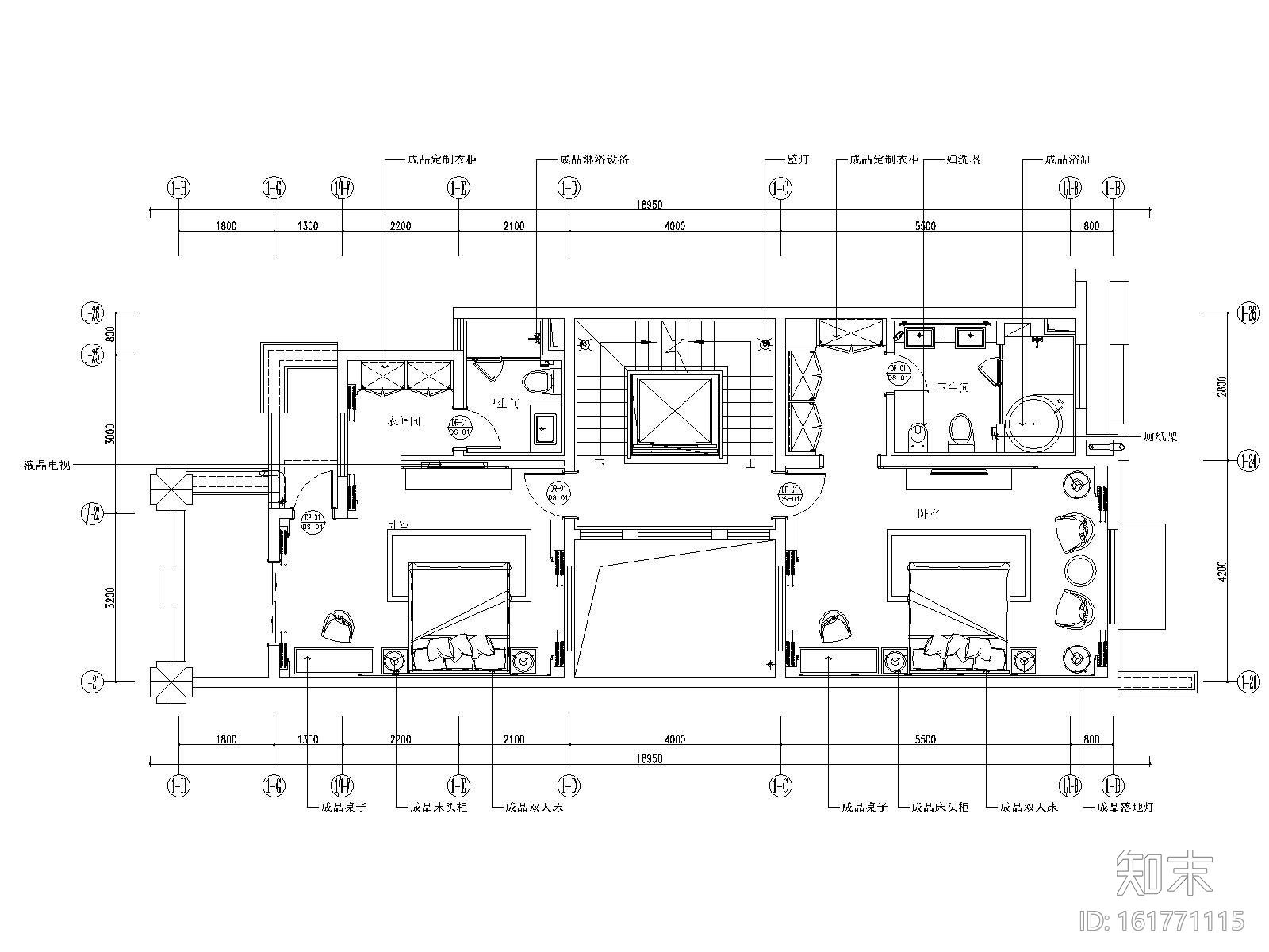 新中式风格别墅样板房装修施工图（附效果图）cad施工图下载【ID:161771115】