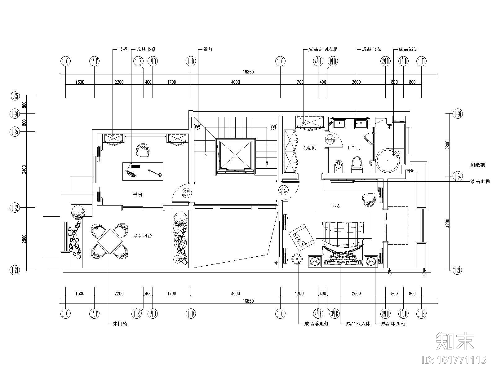 新中式风格别墅样板房装修施工图（附效果图）cad施工图下载【ID:161771115】