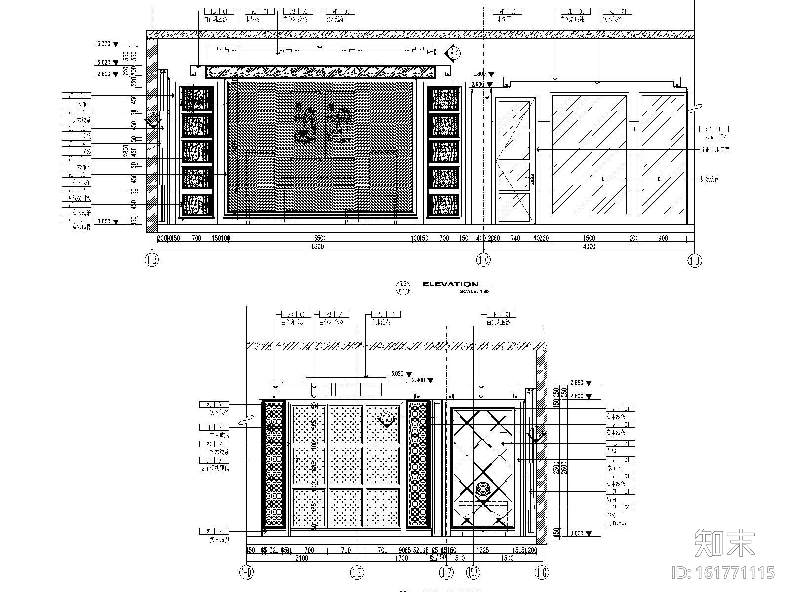 新中式风格别墅样板房装修施工图（附效果图）cad施工图下载【ID:161771115】