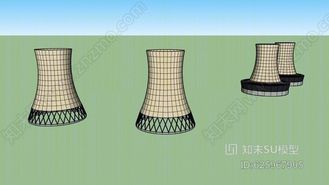 三哩岛冷却塔SU模型下载【ID:625967905】