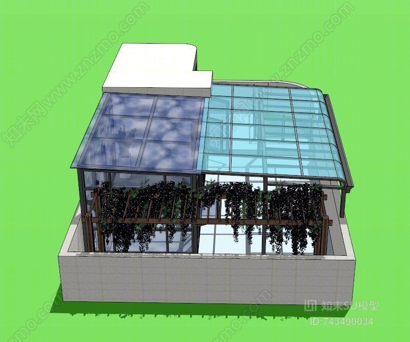 现代顶楼阳光房SU模型下载【ID:743490034】