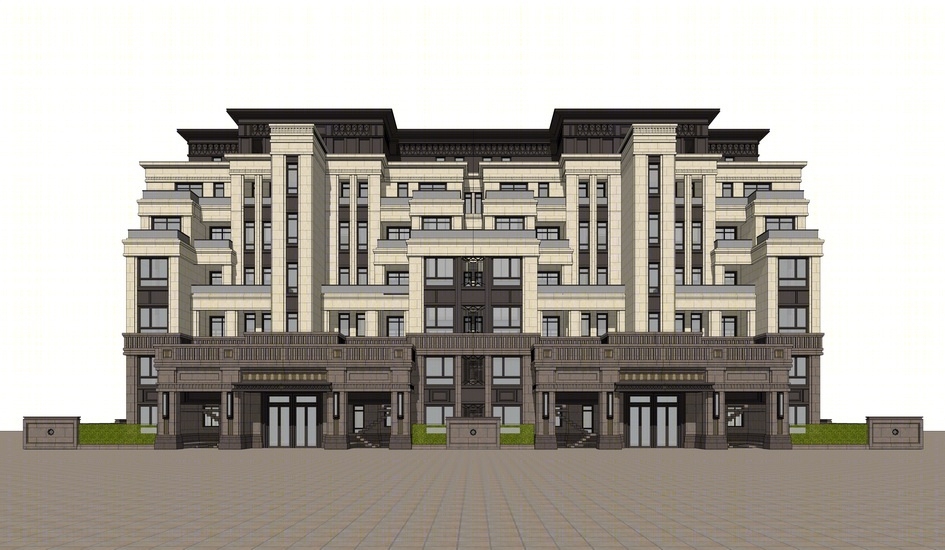 新古典洋房SU模型下载【ID:220566602】