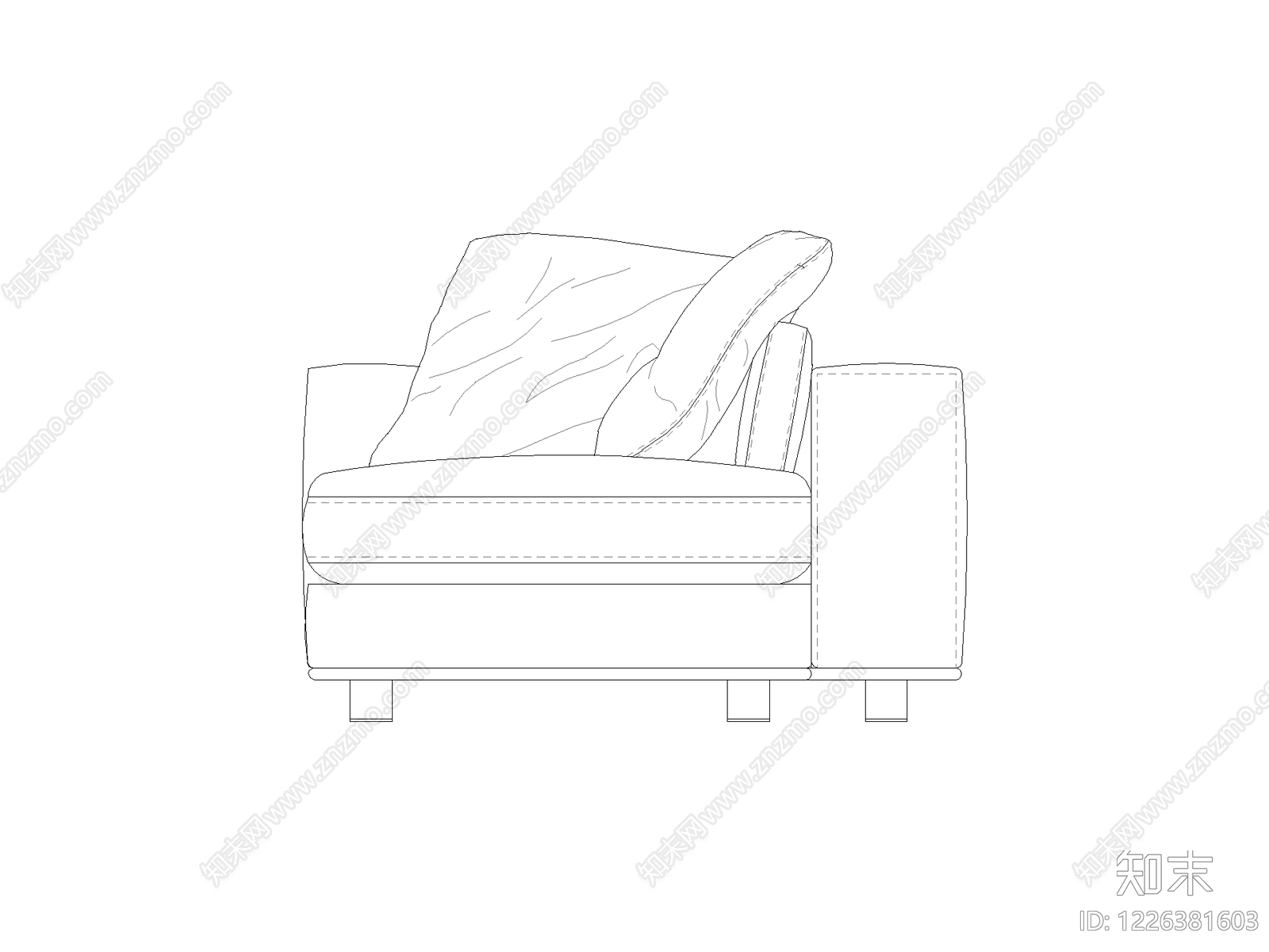 沙发cad施工图下载【ID:1226381603】
