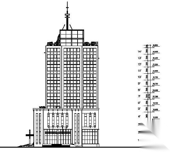 某十四层广电中心建筑方案图cad施工图下载【ID:168107119】