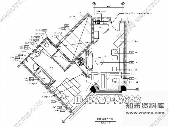 施工图现代套房室内装修装饰设计图cad施工图下载【ID:532045693】