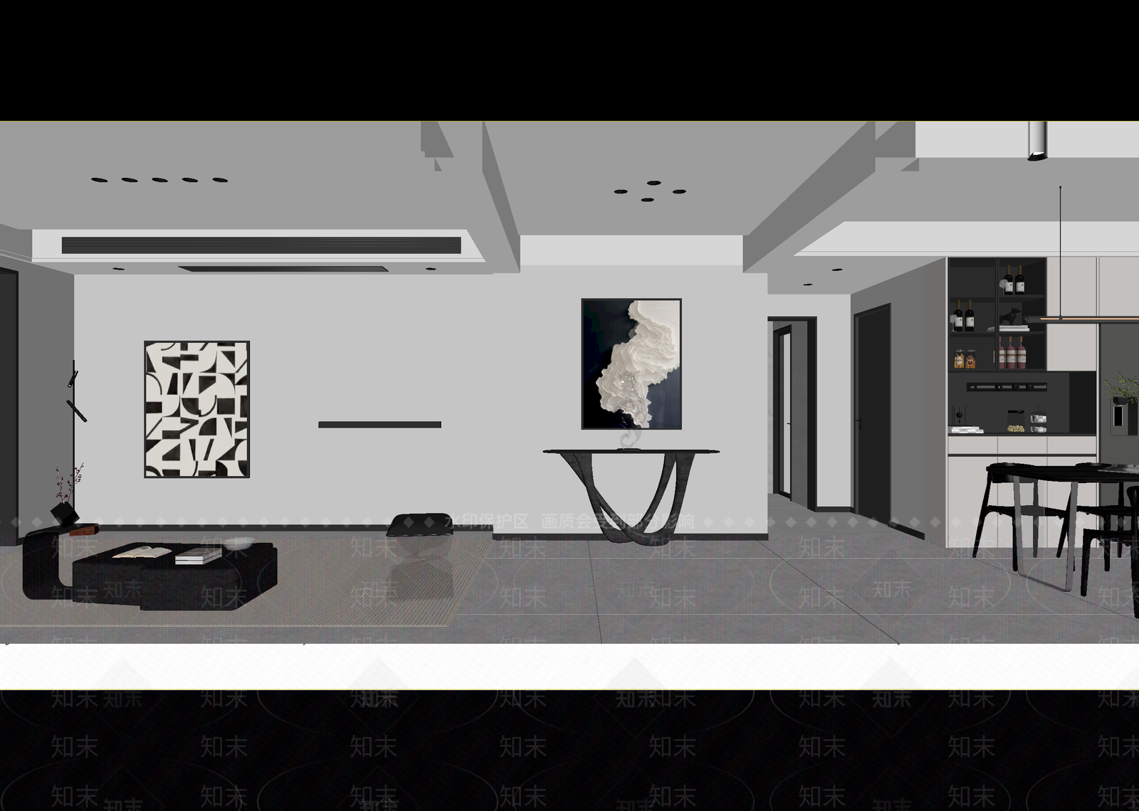 现代民宿大厅3D模型下载【ID:1215194340】