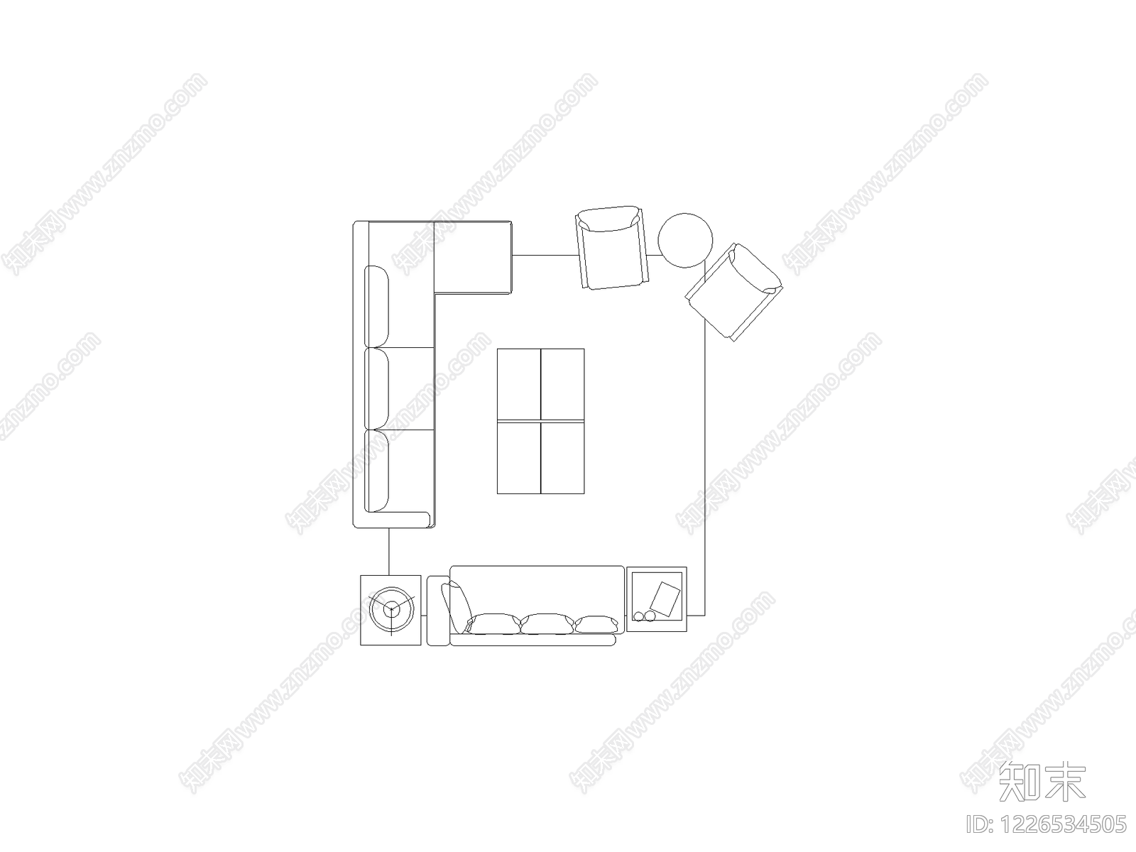 现代沙发CAD图纸