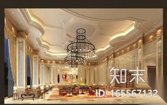 欧式奢华典雅娱乐会所室内施工图（含高清效果图）cad施工图下载【ID:165567132】