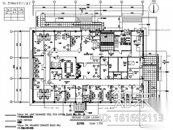 [深圳]预防性疫苗研发公司现代行政办公楼装修施工图（含...cad施工图下载【ID:161692113】