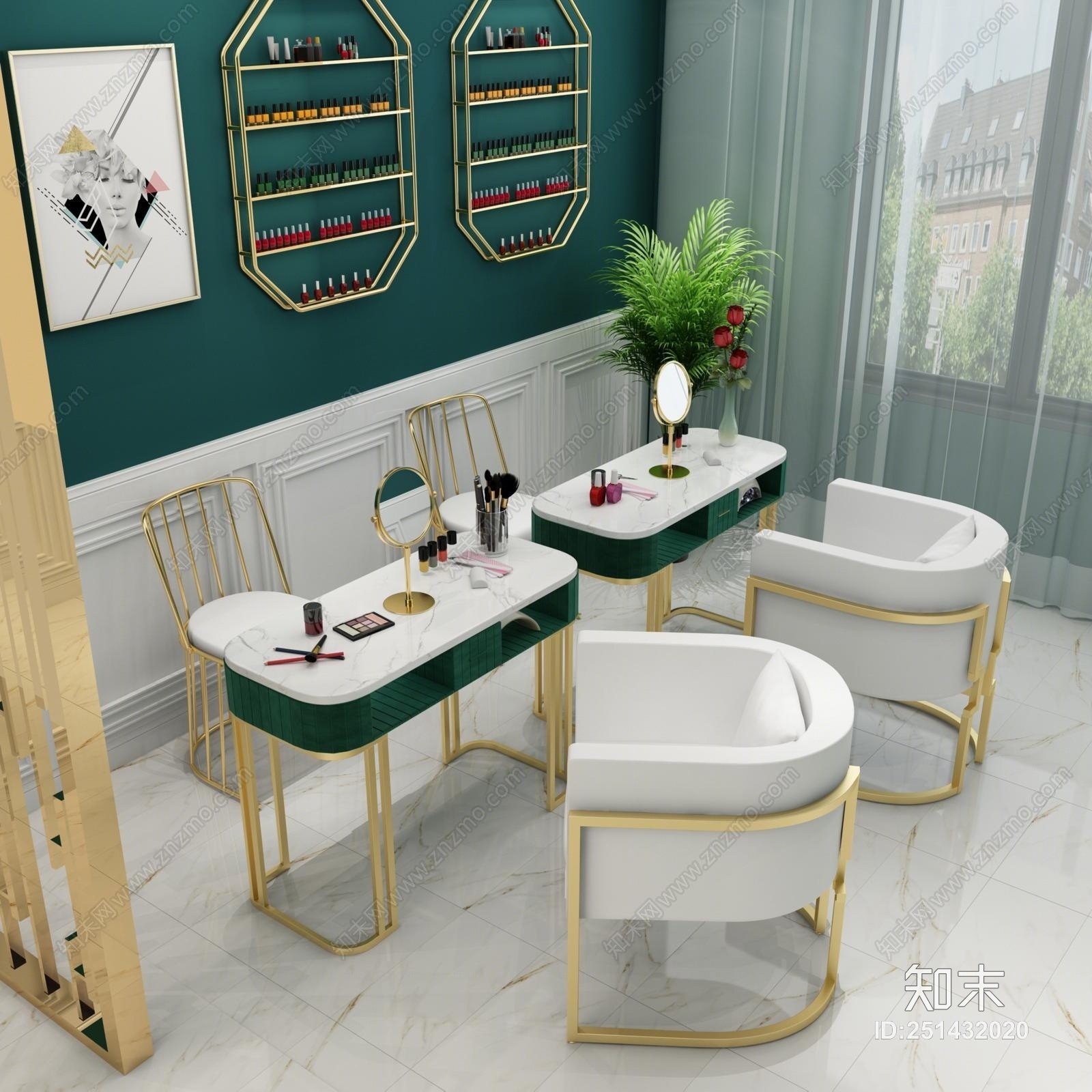 现代风美甲店3D模型下载【ID:251432020】