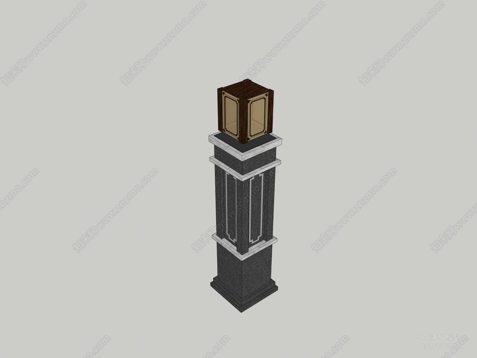 中式景观柱SU模型下载【ID:646130857】