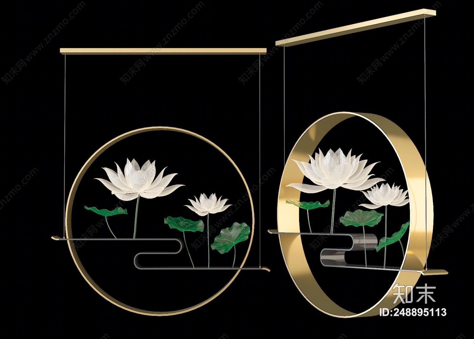 新中式吊灯3D模型下载【ID:248895113】