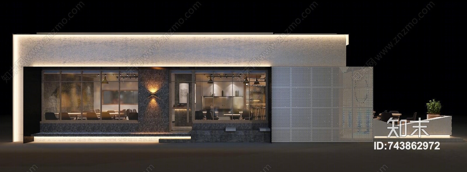 工业风网红烧烤店3D模型下载【ID:743862972】