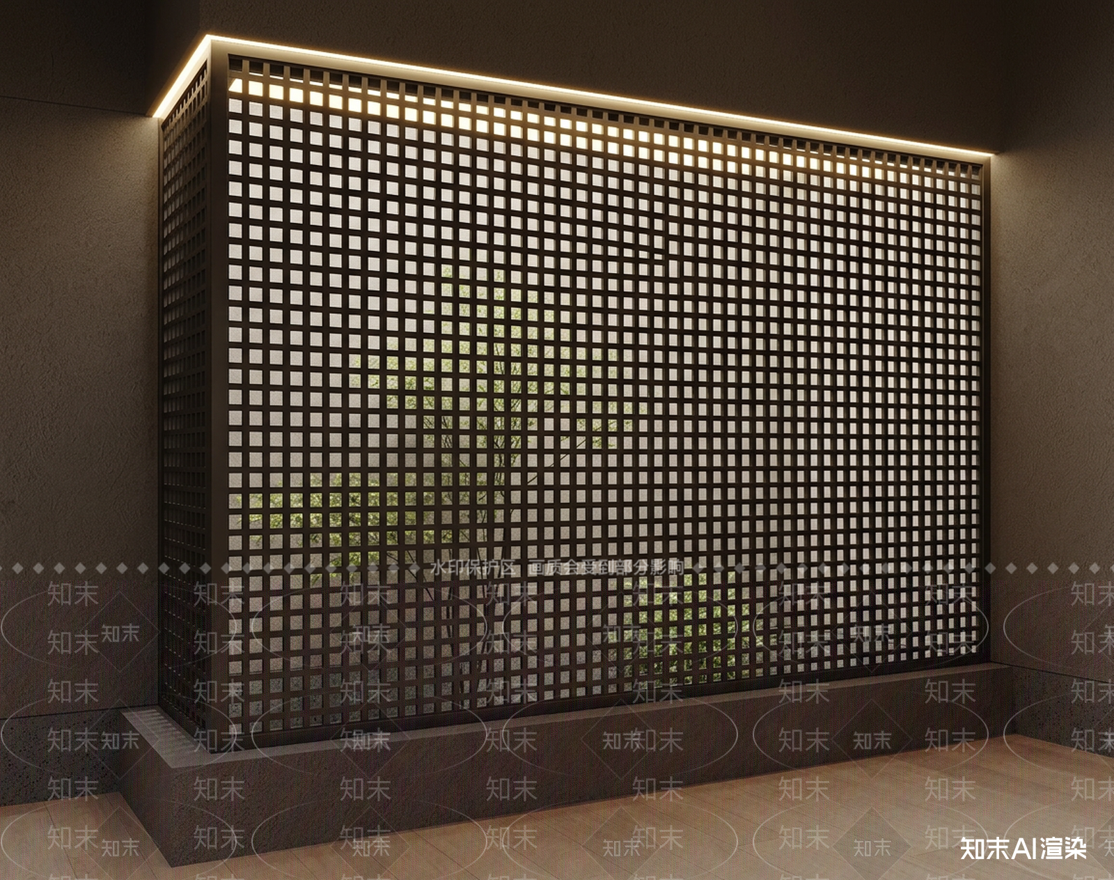 深色金属格栅隔断景墙3D模型下载【ID:1227258529】