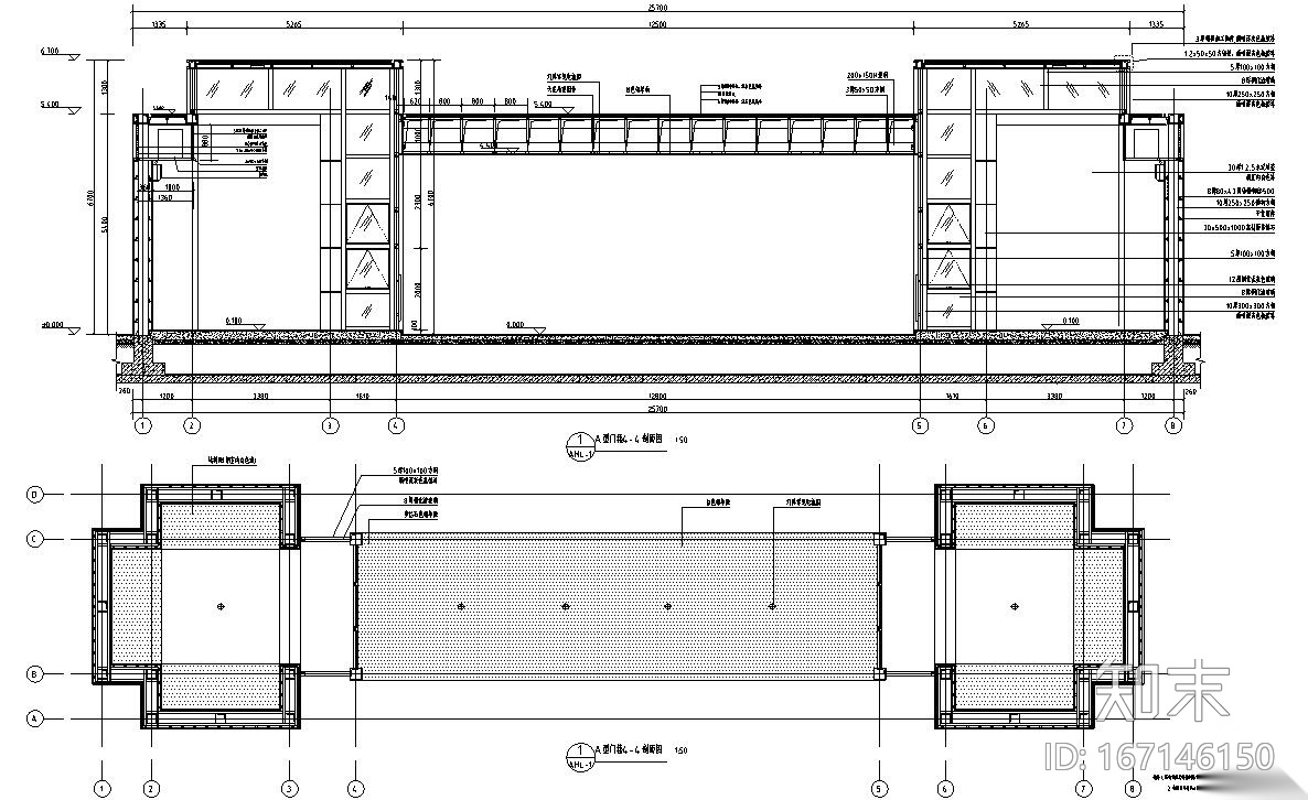 [广州]时代典雅住A型主入口门楼景观施工图施工图下载【ID:167146150】