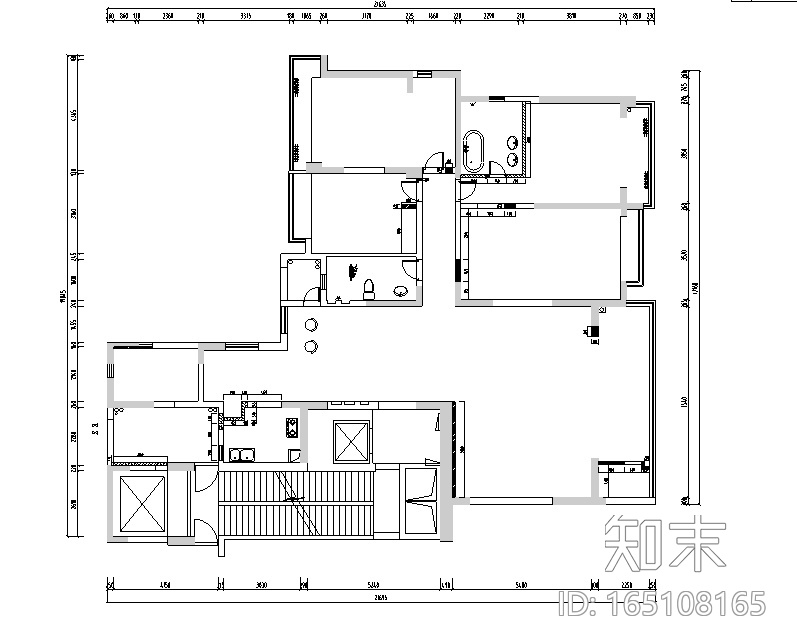 浮光之域|海归派轻奢风样板间设计施工图（附效果图）cad施工图下载【ID:165108165】