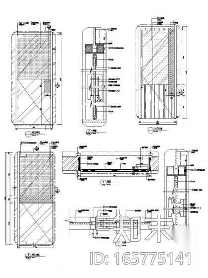 现代办公室玻璃门cad施工图下载【ID:165775141】