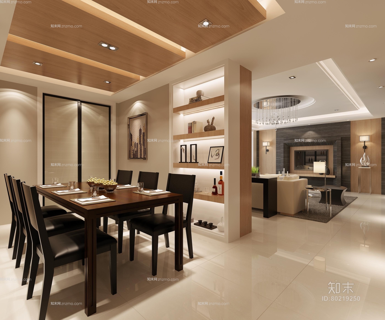 现代家居餐厅3D模型下载【ID:80219250】