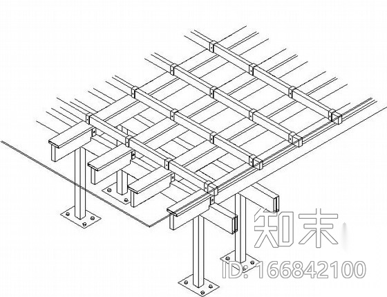 [四川]屋顶花园廊架木结构施工图cad施工图下载【ID:166842100】