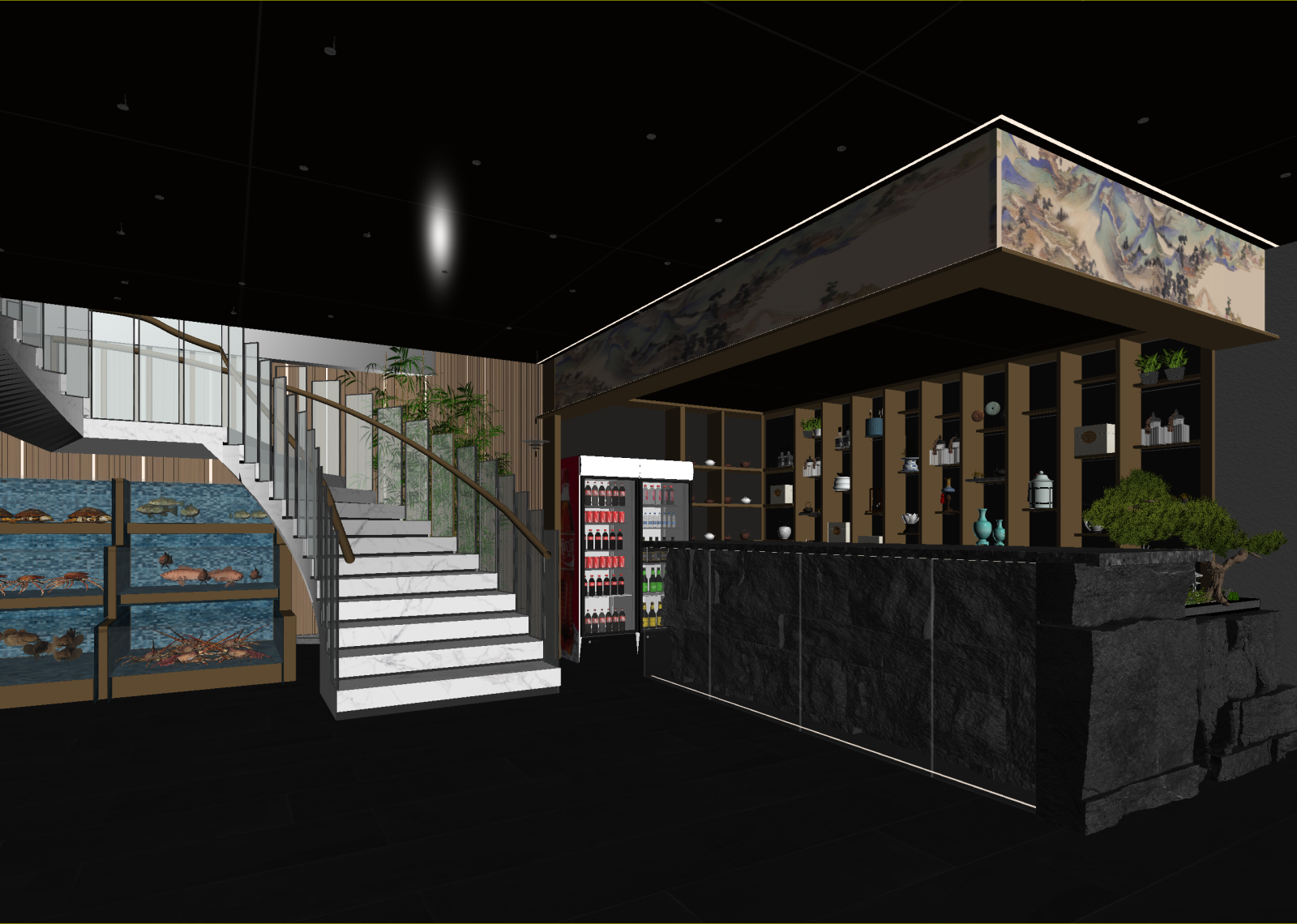 新中式酒店大堂3D模型下载【ID:1214781388】
