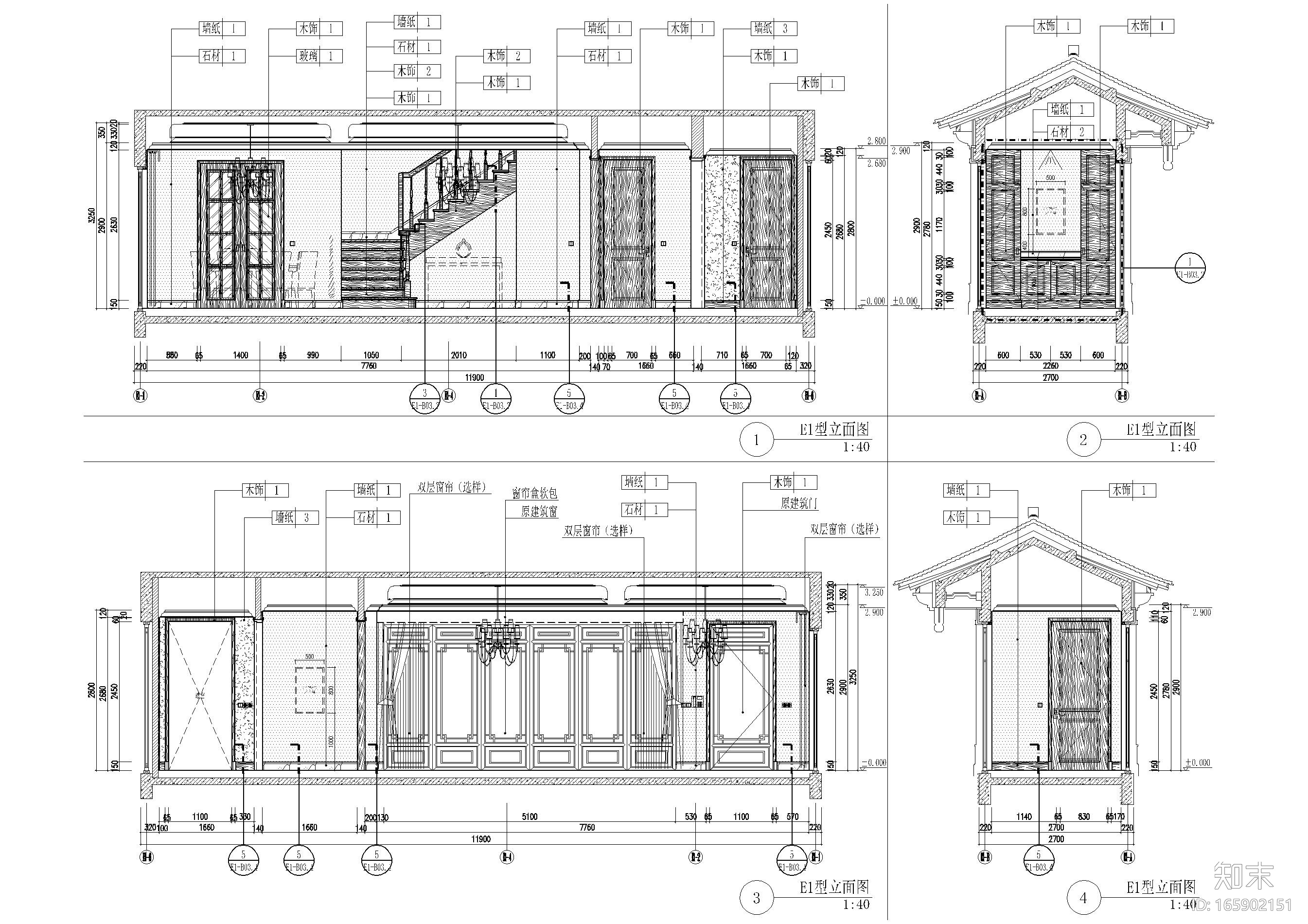 [广西]绿城新古典样板间装饰施工图+效果图施工图下载【ID:165902151】