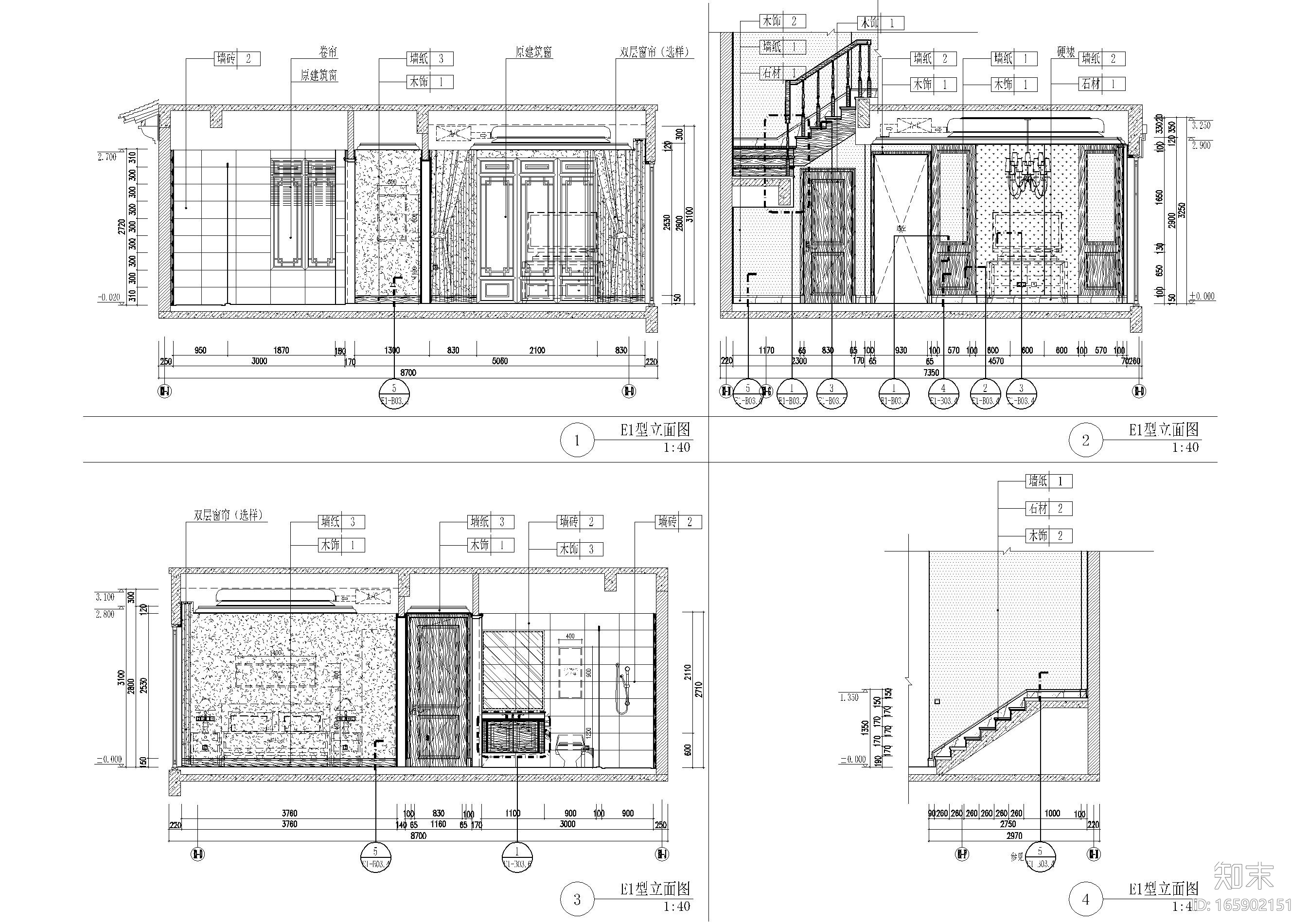 [广西]绿城新古典样板间装饰施工图+效果图施工图下载【ID:165902151】