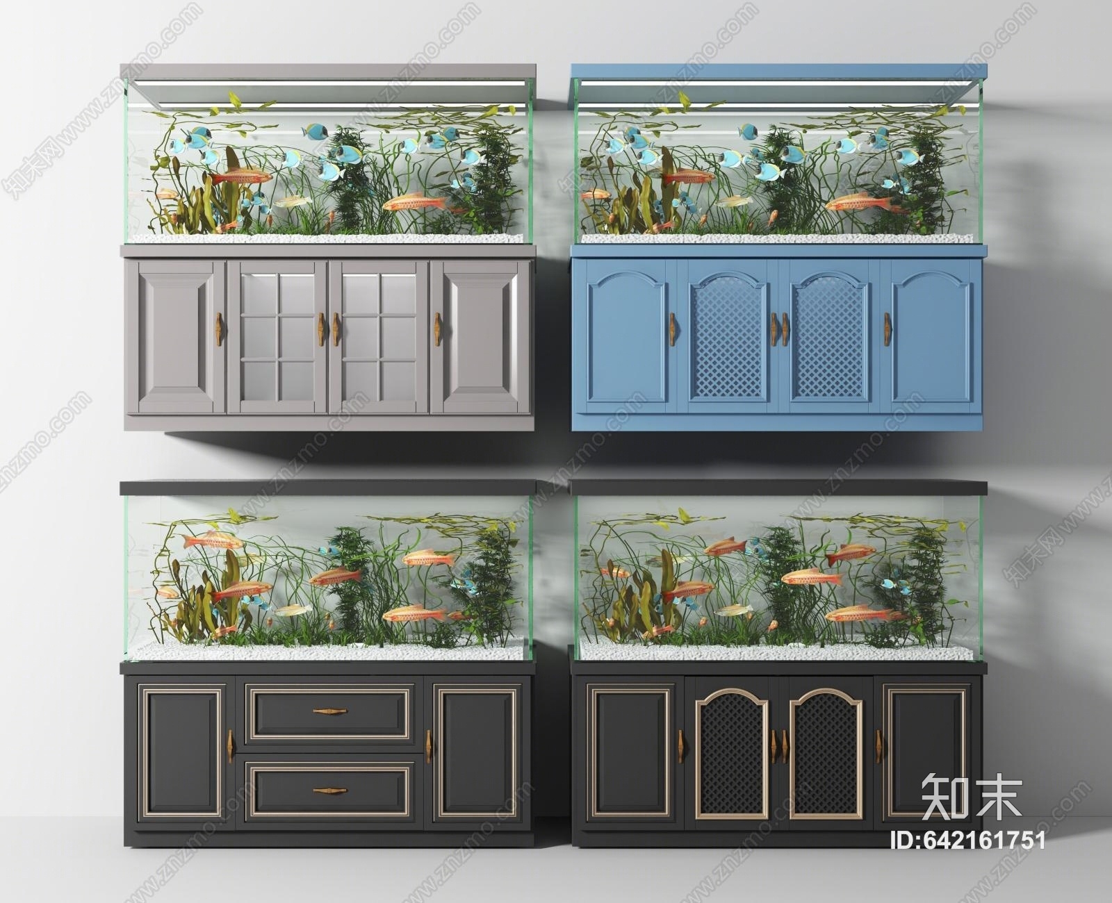 简欧现代鱼缸3D模型下载【ID:642161751】