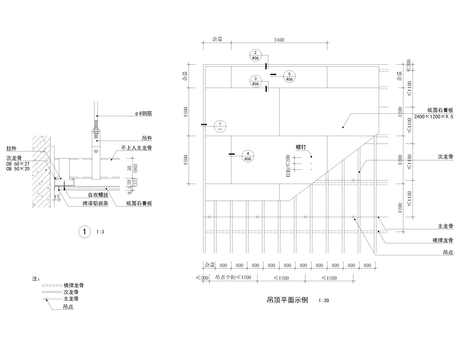 吊顶,窗帘盒,灯具,风口安装等天花节点详图施工图下载【ID:1131220169】