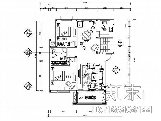 220平欧式风情跃层室内设计CAD装修图（含效果）施工图下载【ID:166404144】