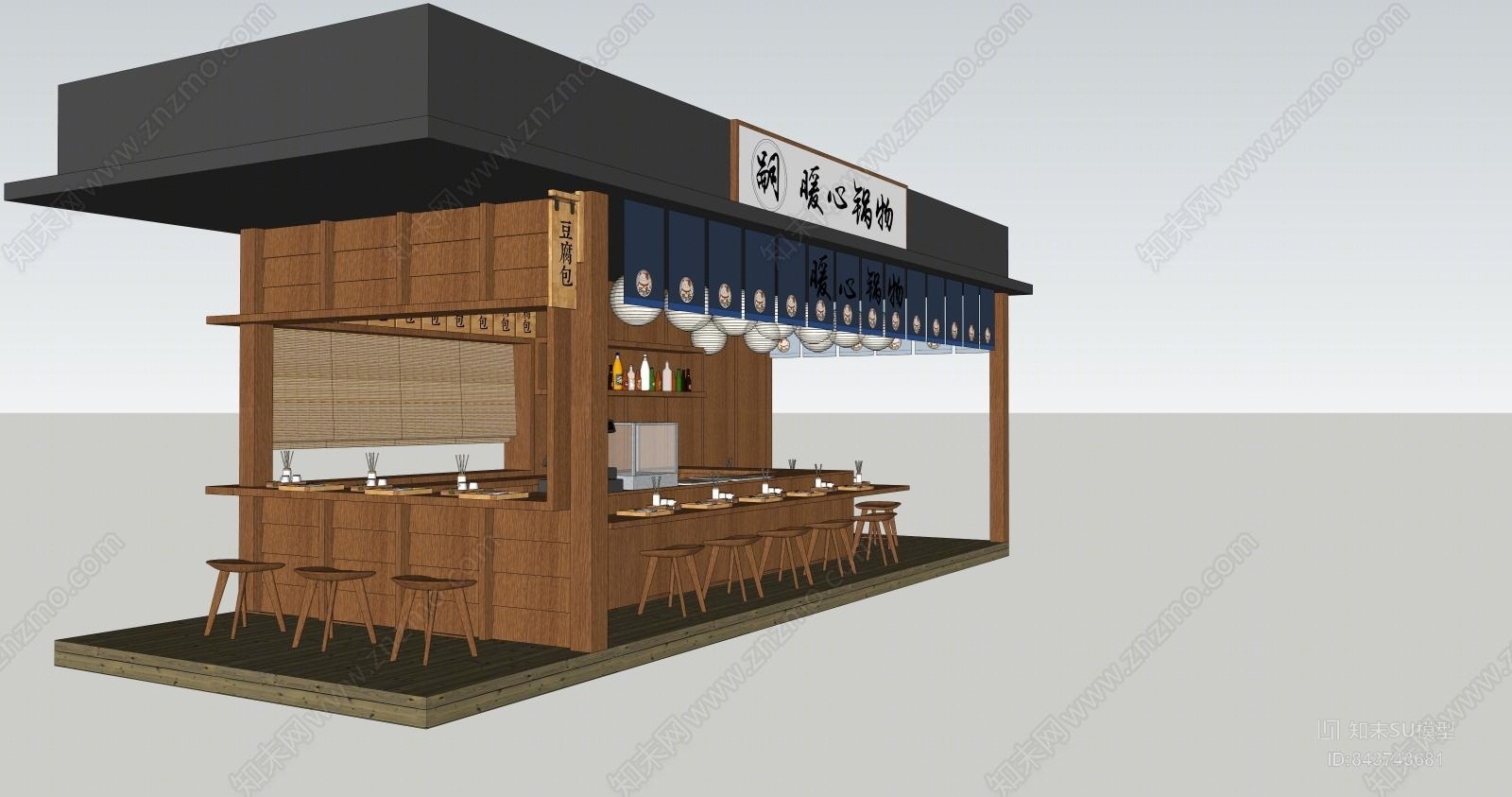 日式独立餐厅SU模型下载【ID:843743681】