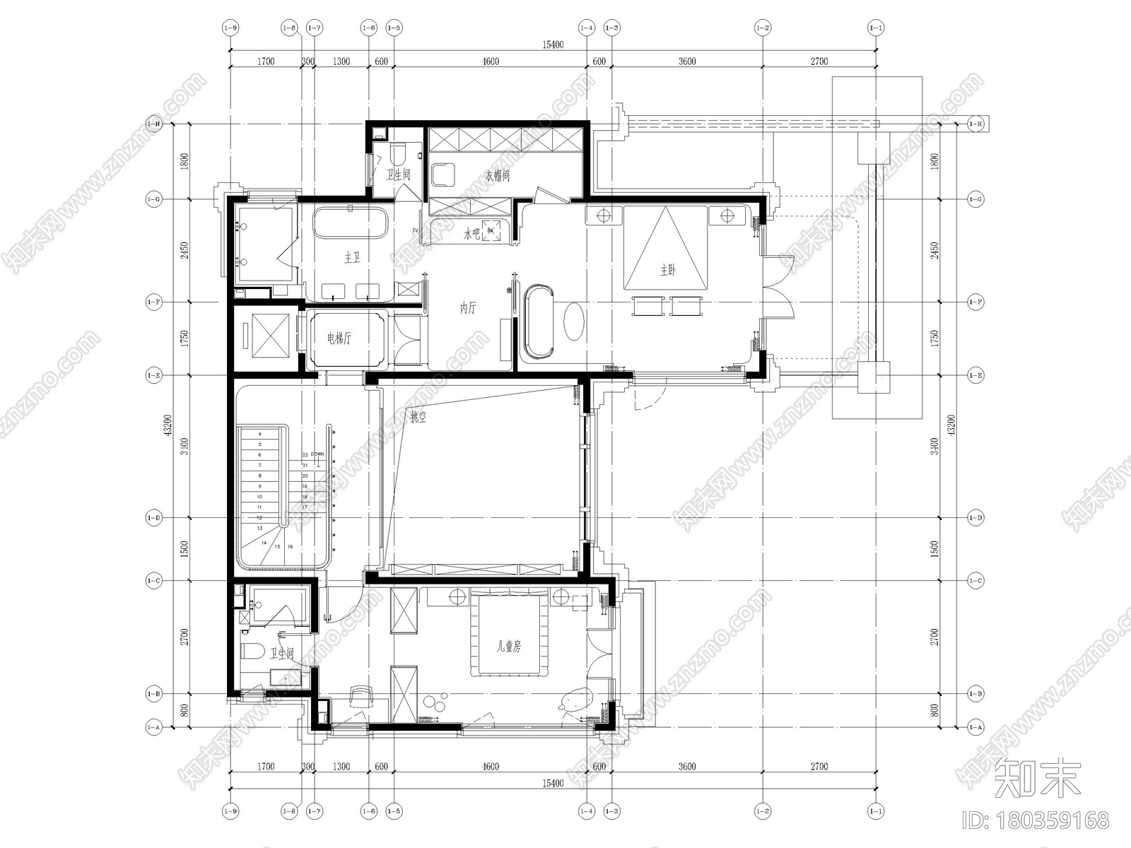 [北京]旭辉瀛海624㎡别墅样板间装修施工图cad施工图下载【ID:180359168】