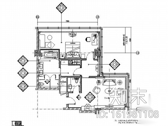 酒店经典套房室内装修图cad施工图下载【ID:161981108】